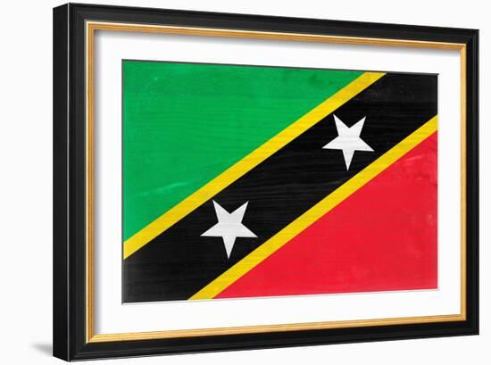 St. Kitts And Nevis Flag Design with Wood Patterning - Flags of the World Series-Philippe Hugonnard-Framed Art Print