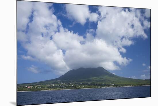 St. Kitts and Nevis, Nevis. View of Nevis Peak from the sea-Walter Bibikow-Mounted Photographic Print