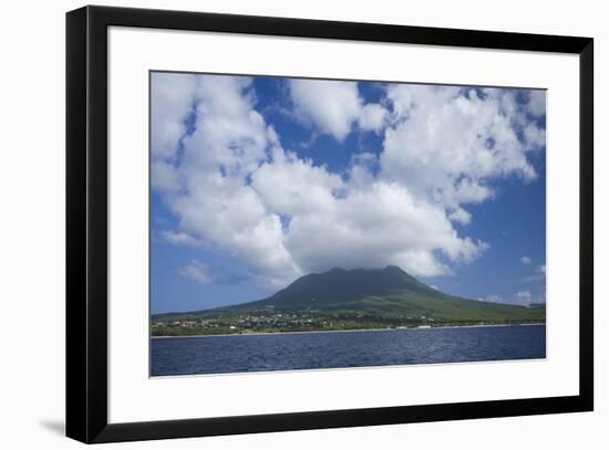 St. Kitts and Nevis, Nevis. View of Nevis Peak from the sea-Walter Bibikow-Framed Photographic Print