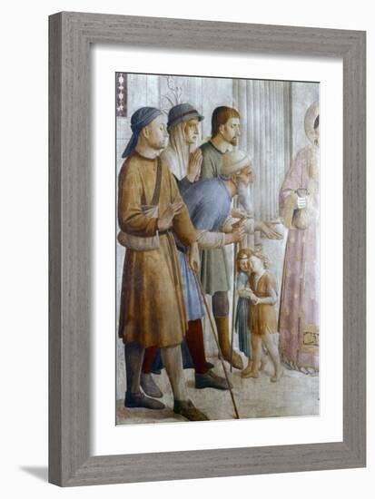 St Laurence Giving Alms to the Poor' (Detail), Mid 15th Century-Fra Angelico-Framed Giclee Print