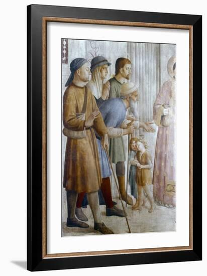 St Laurence Giving Alms to the Poor' (Detail), Mid 15th Century-Fra Angelico-Framed Giclee Print
