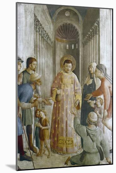 St Laurence Giving Alms to the Poor, Mid 15th Century-Fra Angelico-Mounted Giclee Print