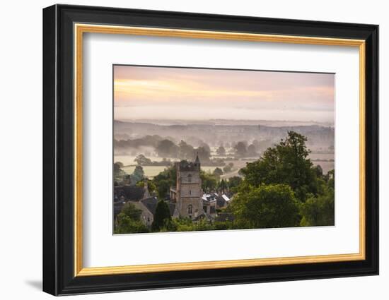 St. Lawrence Church and Misty Sunrise, Bourton-On-The-Hill, Gloucestershire-Matthew Williams-Ellis-Framed Photographic Print