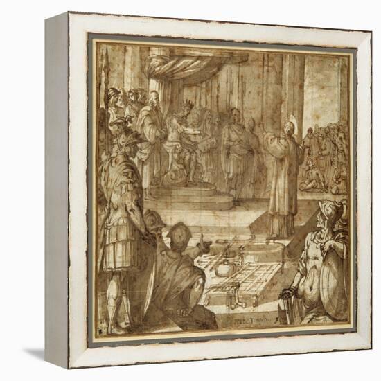 St Lawrence Discourses in the Presence of the Prefect Decius, 1581-Antonio Tempesta-Framed Premier Image Canvas