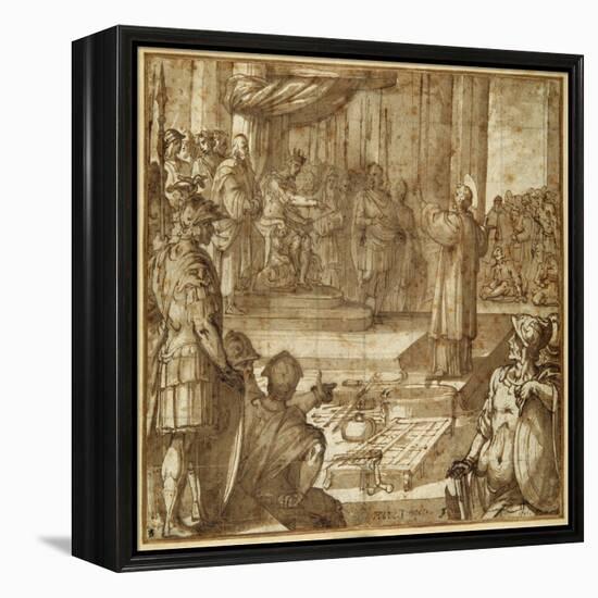 St Lawrence Discourses in the Presence of the Prefect Decius, 1581-Antonio Tempesta-Framed Premier Image Canvas