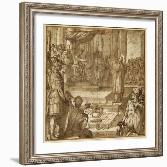 St Lawrence Discourses in the Presence of the Prefect Decius, 1581-Antonio Tempesta-Framed Giclee Print