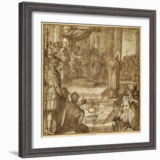 St Lawrence Discourses in the Presence of the Prefect Decius, 1581-Antonio Tempesta-Framed Giclee Print