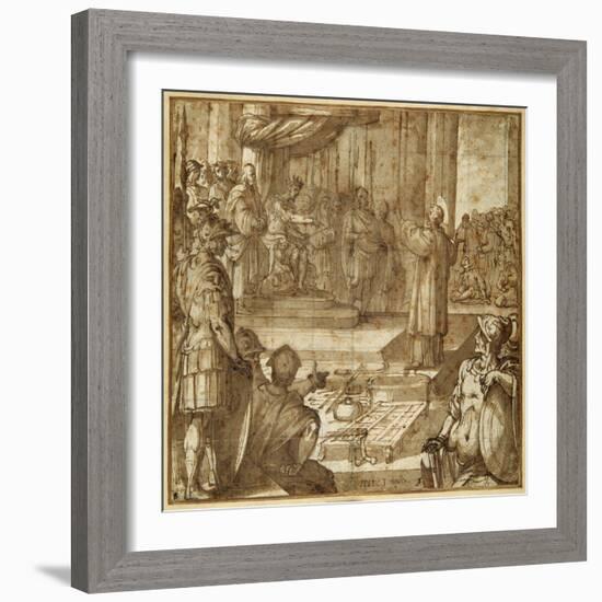 St Lawrence Discourses in the Presence of the Prefect Decius, 1581-Antonio Tempesta-Framed Giclee Print