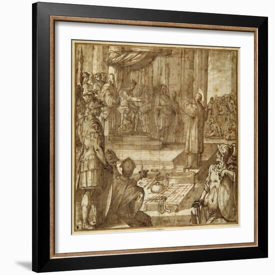 St Lawrence Discourses in the Presence of the Prefect Decius, 1581-Antonio Tempesta-Framed Giclee Print