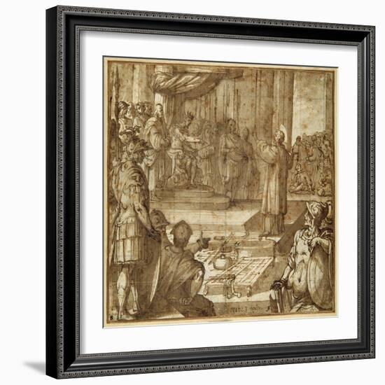 St Lawrence Discourses in the Presence of the Prefect Decius, 1581-Antonio Tempesta-Framed Giclee Print