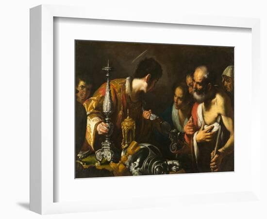 St. Lawrence Distributing the Treasures of the Church, c.1625-Bernardo Strozzi-Framed Giclee Print