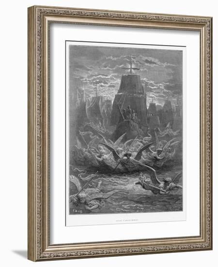 St. Louis (1214-70) Leaving Aigues-Mortes, Illustration from "Histoire Des Croisades"-Gustave Doré-Framed Giclee Print