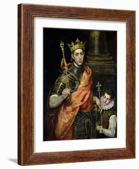 St. Louis (1215-70) and His Page, circa 1585-90-El Greco-Framed Giclee Print