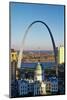 St. Louis arch with Old Courthouse and Mississippi River, MO-null-Mounted Photographic Print
