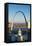 St. Louis arch with Old Courthouse and Mississippi River, MO-null-Framed Premier Image Canvas