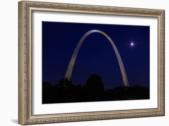 St. Louis Arch with Starburst Moon-Galloimages Online-Framed Photographic Print