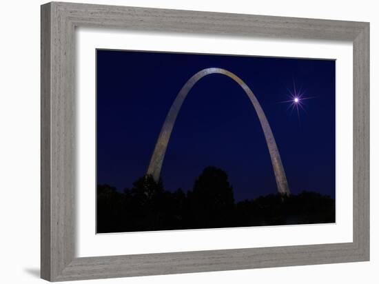 St. Louis Arch with Starburst Moon-Galloimages Online-Framed Photographic Print