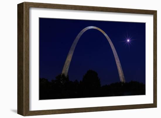 St. Louis Arch with Starburst Moon-Galloimages Online-Framed Photographic Print