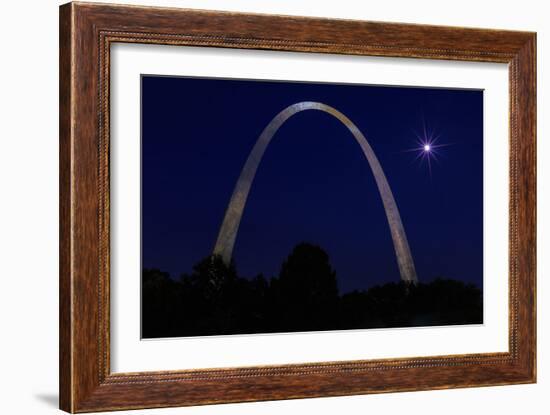 St. Louis Arch with Starburst Moon-Galloimages Online-Framed Photographic Print