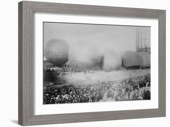 St. Louis Balloon Race with Hot Air Balloons-null-Framed Art Print