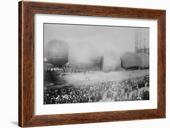 St. Louis Balloon Race with Hot Air Balloons-null-Framed Art Print