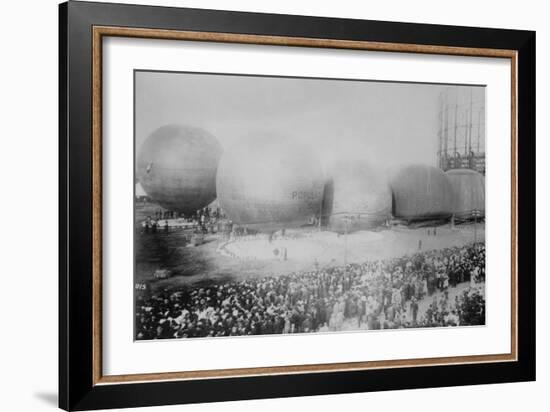 St. Louis Balloon Race with Hot Air Balloons-null-Framed Art Print