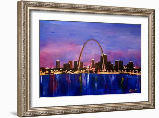 St Louis Gateway Arch at Sunset-Markus Bleichner-Framed Art Print