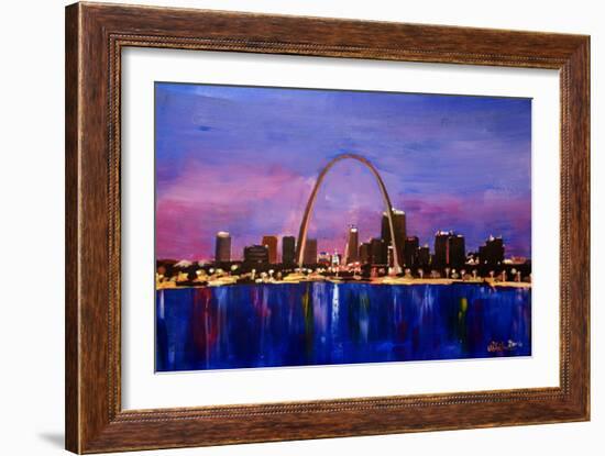 St Louis Gateway Arch at Sunset-Markus Bleichner-Framed Art Print