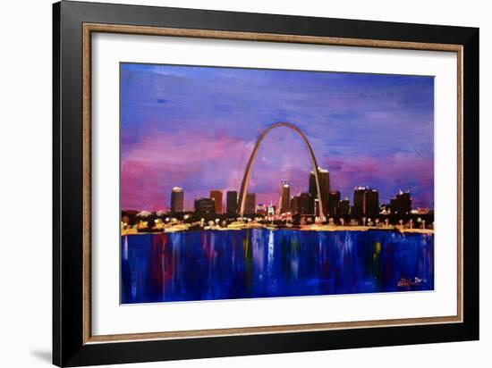 St Louis Gateway Arch at Sunset-Markus Bleichner-Framed Art Print