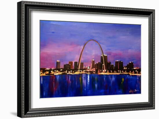 St Louis Gateway Arch at Sunset-Markus Bleichner-Framed Art Print