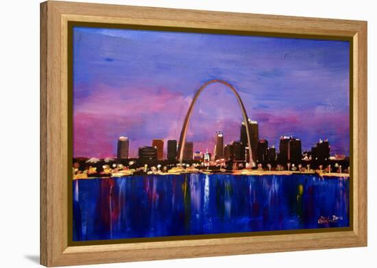 St Louis Gateway Arch at Sunset-Markus Bleichner-Framed Stretched Canvas