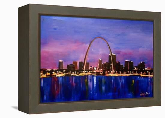 St Louis Gateway Arch at Sunset-Markus Bleichner-Framed Stretched Canvas