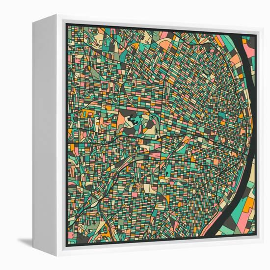 St. Louis Map-Jazzberry Blue-Framed Stretched Canvas