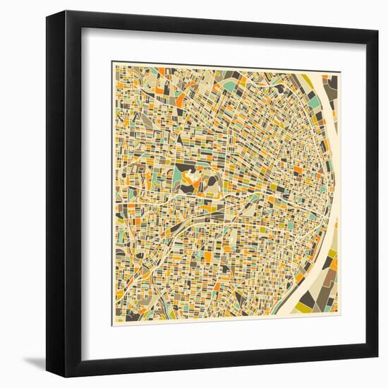 St. Louis Map-Jazzberry Blue-Framed Art Print