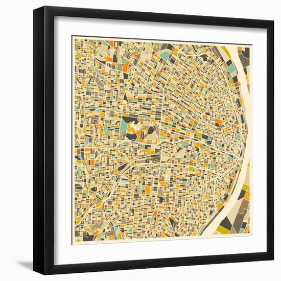 St. Louis Map-Jazzberry Blue-Framed Art Print