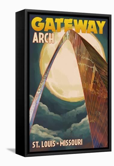 St. Louis, Missouri - Gateway Arch and Moon-Lantern Press-Framed Stretched Canvas