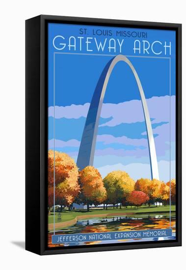 St. Louis, Missouri - Gateway Arch in Fall-Lantern Press-Framed Stretched Canvas