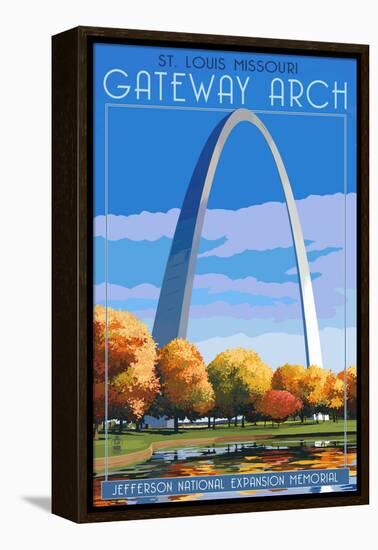 St. Louis, Missouri - Gateway Arch in Fall-Lantern Press-Framed Stretched Canvas