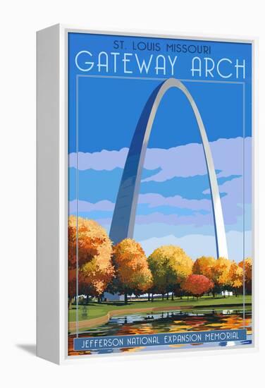 St. Louis, Missouri - Gateway Arch in Fall-Lantern Press-Framed Stretched Canvas