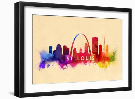 St. Louis, Missouri - Skyline Abstract-Lantern Press-Framed Art Print