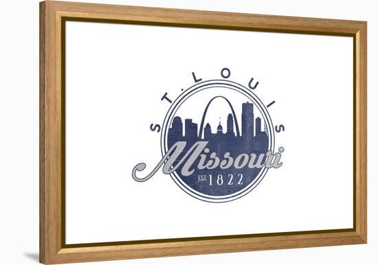 St. Louis, Missouri - Skyline Seal (Blue)-Lantern Press-Framed Stretched Canvas