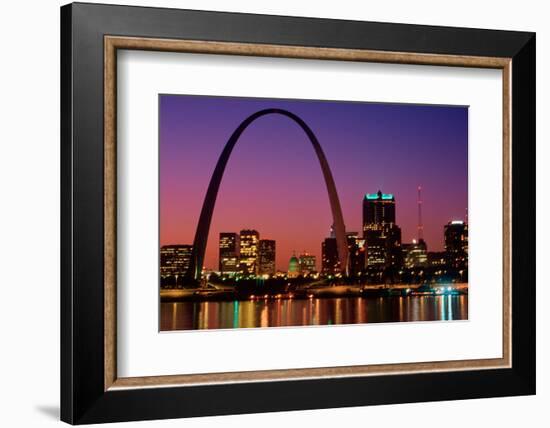 St. Louis skyline and Arch at night, St. Louis, Missouri-null-Framed Photographic Print