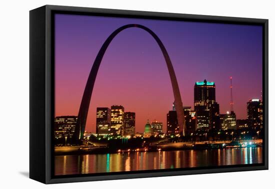 St. Louis skyline and Arch at night, St. Louis, Missouri-null-Framed Premier Image Canvas