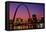 St. Louis skyline and Arch at night, St. Louis, Missouri-null-Framed Premier Image Canvas