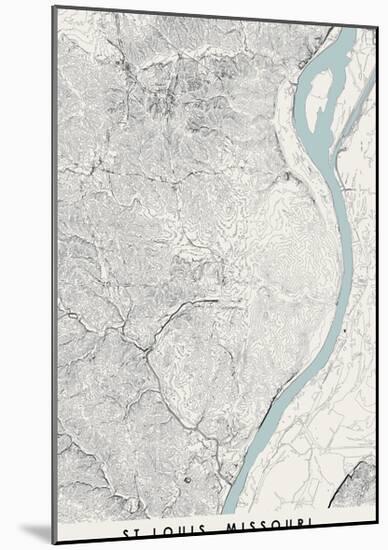 St Louis Topographical Print-null-Mounted Art Print