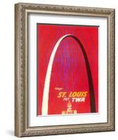 St. Louis, USA - Fly TWA (Trans World Airlines) - The Gateway Arch Monument-David Klein-Framed Giclee Print
