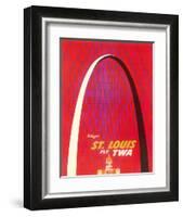 St. Louis, USA - Fly TWA (Trans World Airlines) - The Gateway Arch Monument-David Klein-Framed Giclee Print