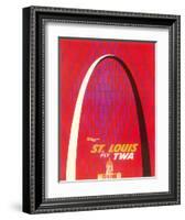 St. Louis, USA - Fly TWA (Trans World Airlines) - The Gateway Arch Monument-David Klein-Framed Giclee Print