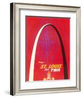 St. Louis, USA - Fly TWA (Trans World Airlines) - The Gateway Arch Monument-David Klein-Framed Giclee Print