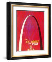St. Louis, USA - Fly TWA (Trans World Airlines) - The Gateway Arch Monument-David Klein-Framed Giclee Print